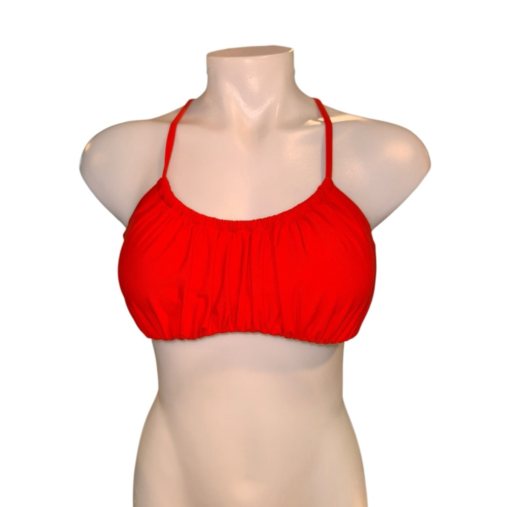 Women's Calia Red Scrunchie Tie Back Bikini Top S
